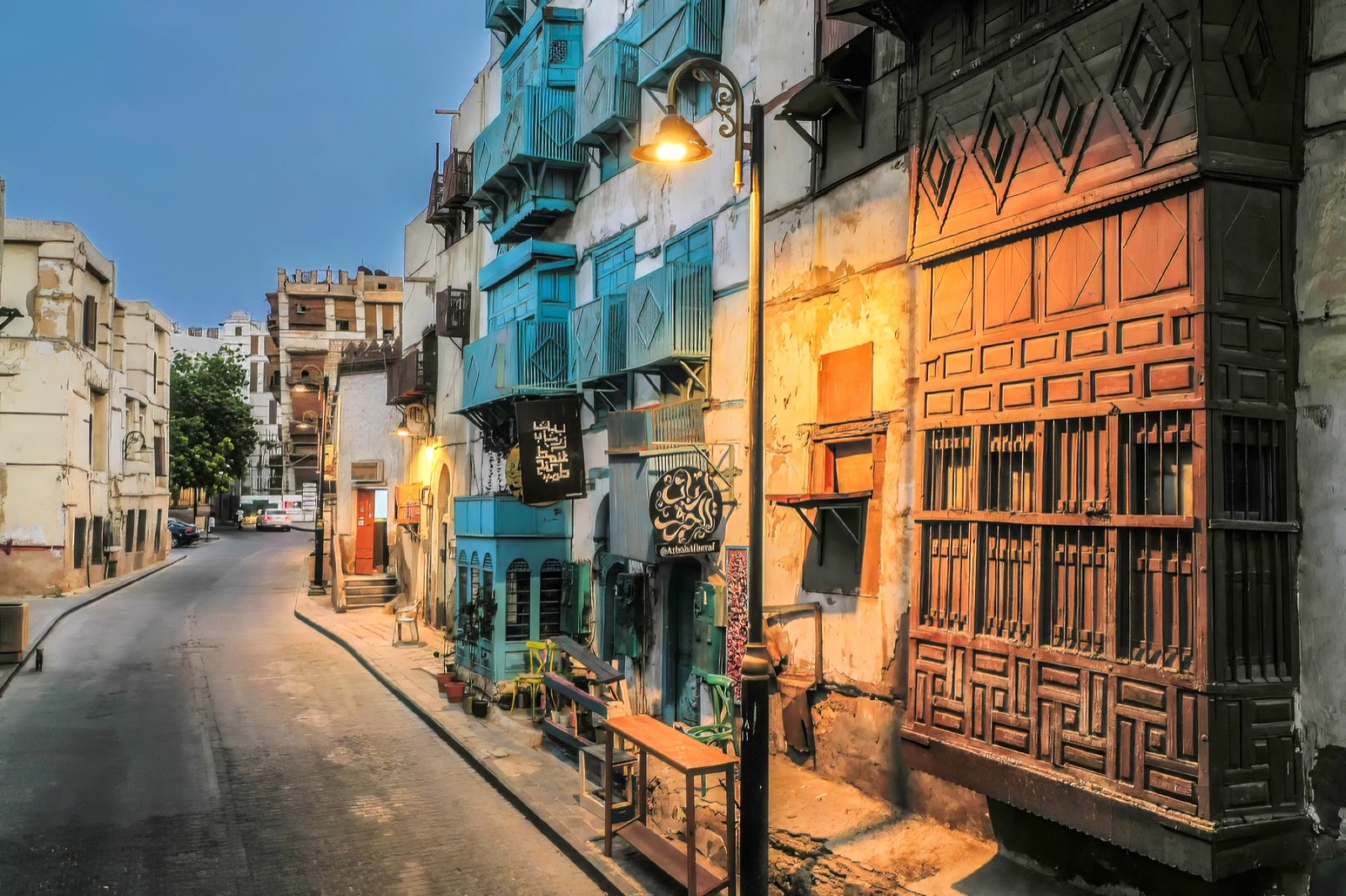 The old town of Jeddah by night